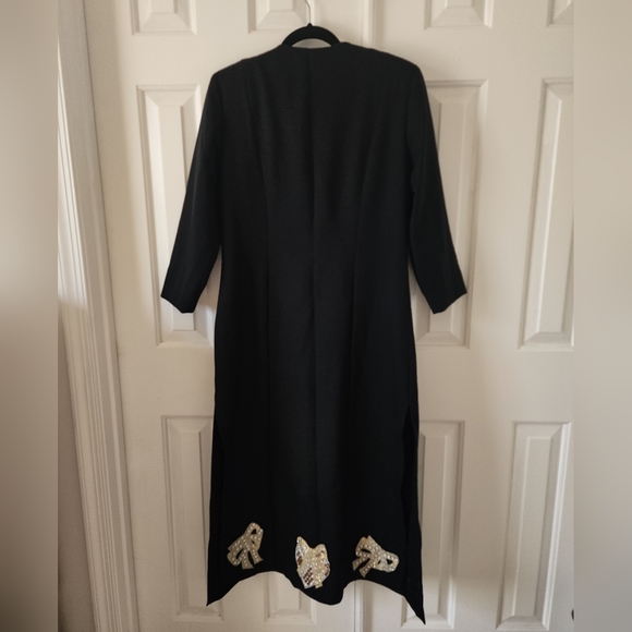 D.W. Studio By David Warren Black Evening Formal Dress Coat - Picture 2 of 6